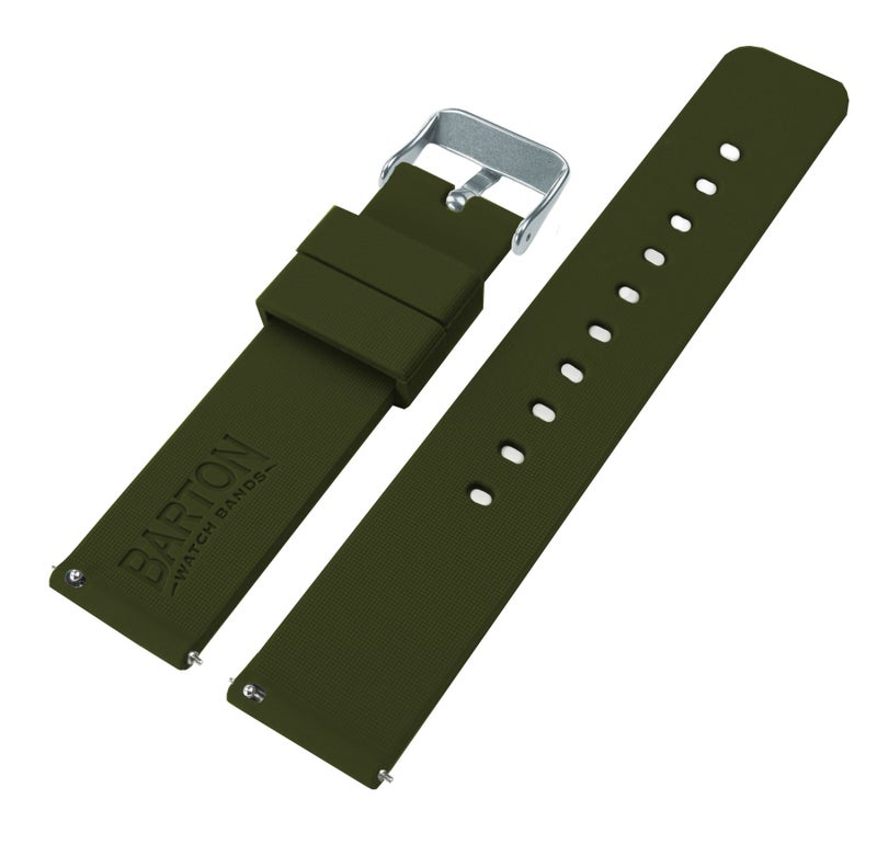 BARTON WATCH BANDS 20mm Army Green Soft Silicone Quick Release Straps - Image 3